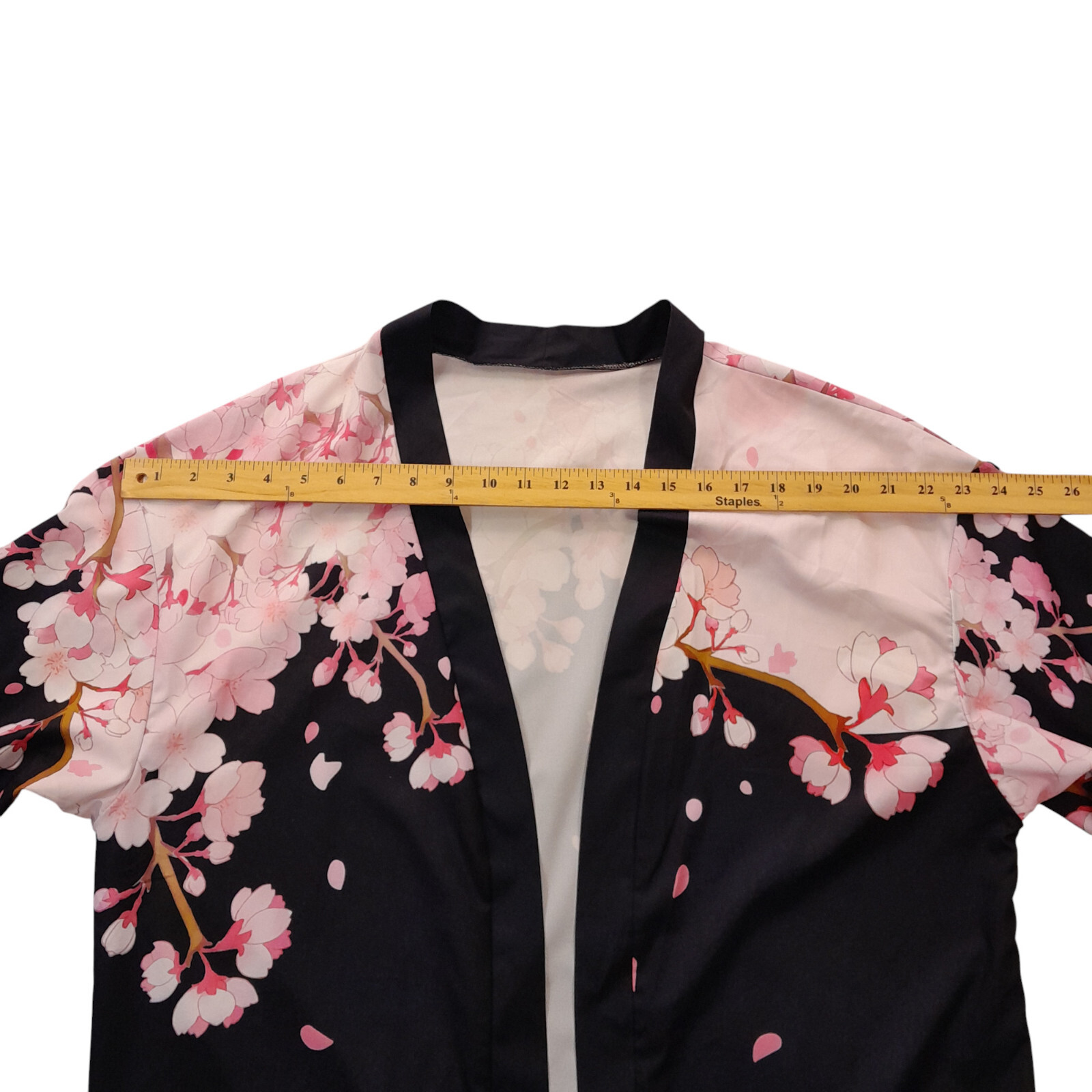 Manfinity sakura flowers cardigan kimono Men L/Blk+pink+whte floral/1/2 sleeve