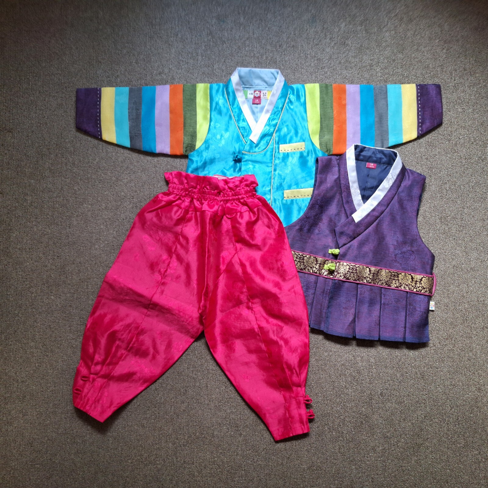 Baby Boys Korean Traditional Hanbok Toddler 1 – 2 Years Colourful Pants Top Set