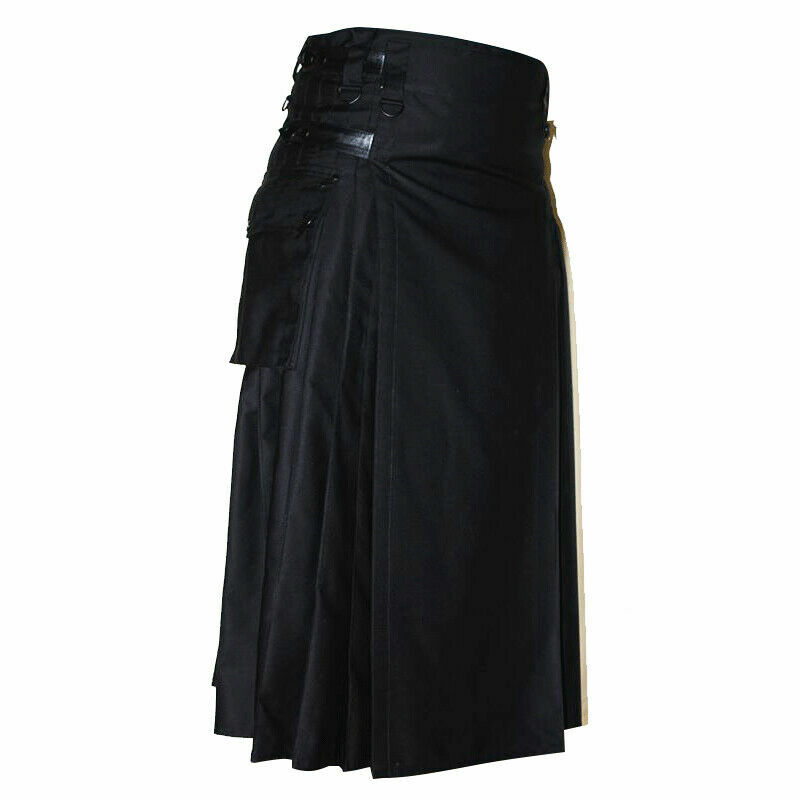 Men’s Long Fashion Black Utility Kilt with 30 “inches in length