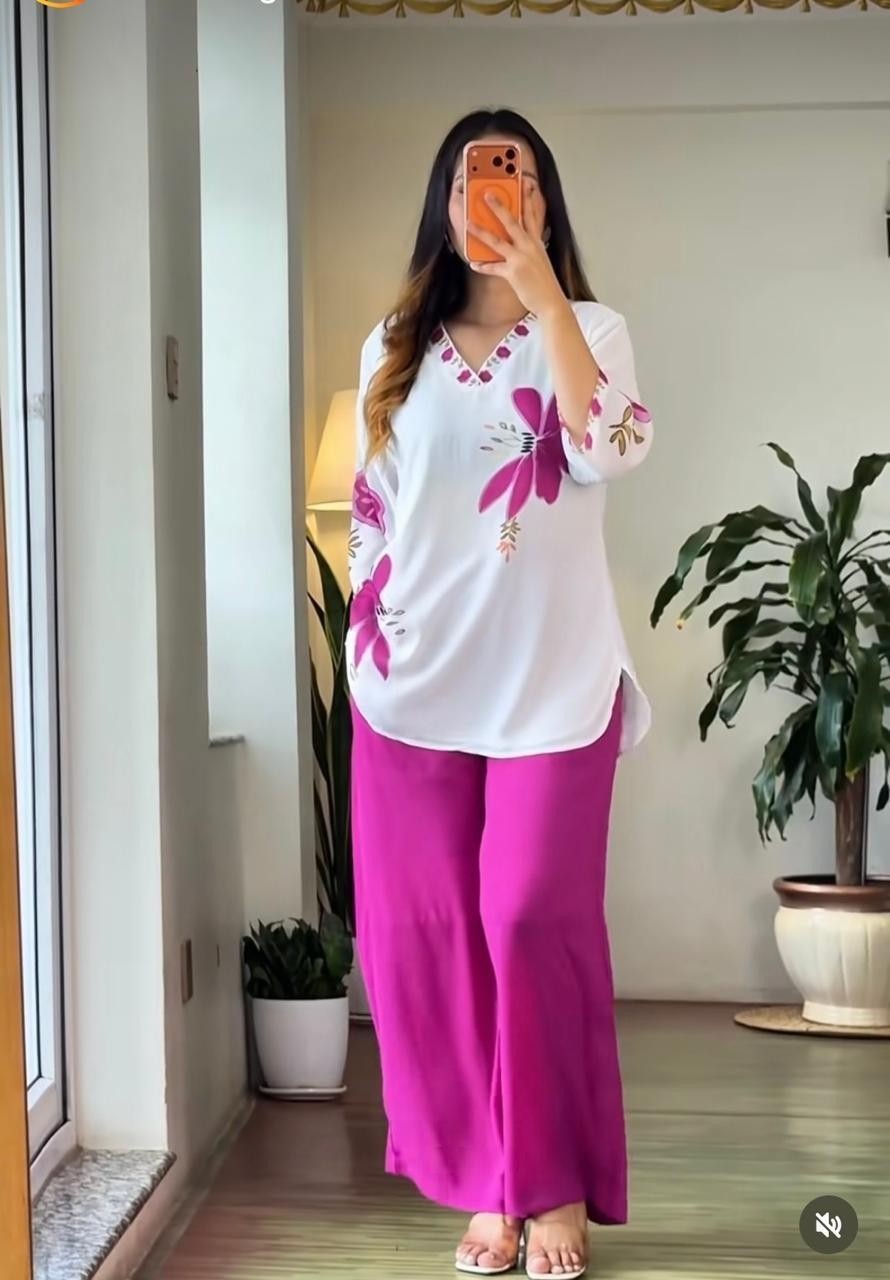 Women Office Party Wear Kurta Cord Set Indian Bollywood Top Kurti Palazzo Set