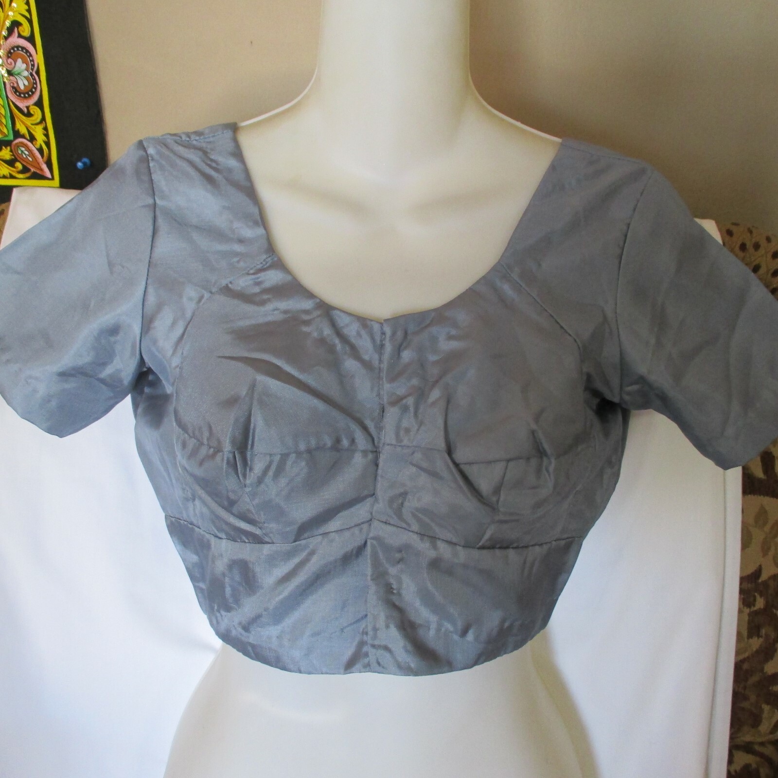 NEW GORGEOUS Gray EXOTIC Choli AMAZING BLOUSE For SARI Skirt TOP 32″ BUST Top