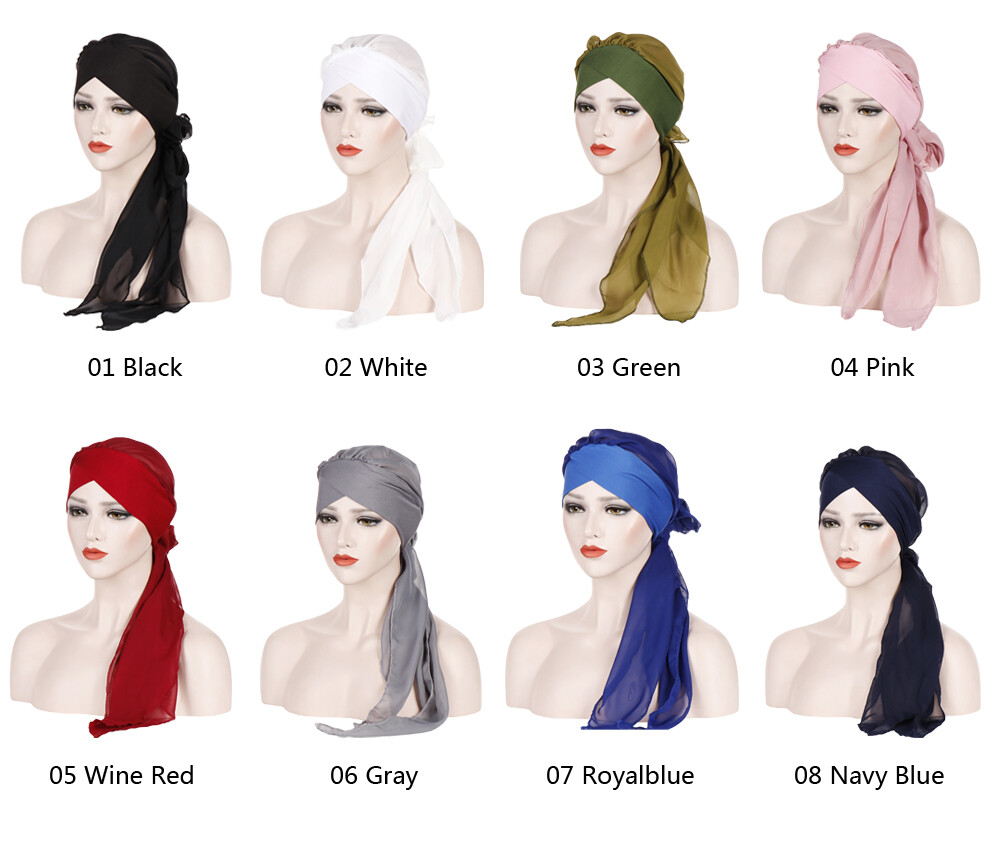 New Women Head Scarf Chemo Hat Turban Pre-Tied Headwear Bandana Tichel Cancer