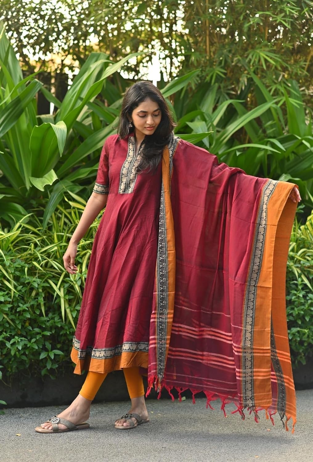 Women’s Rayon Viscose Solid Anarkali Kurta with Dupatta
