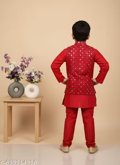 TRADITIONAL KIDS ETHNIC SEQIUNNED JACKET PANJABI FOR BOYS