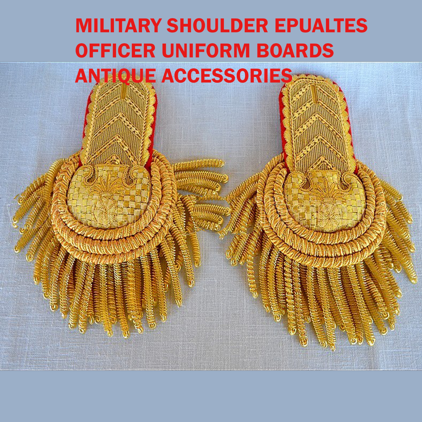 Newly Men’s Napoleonic Golden Shoulder Epaulettes, French Military Uniforms Set