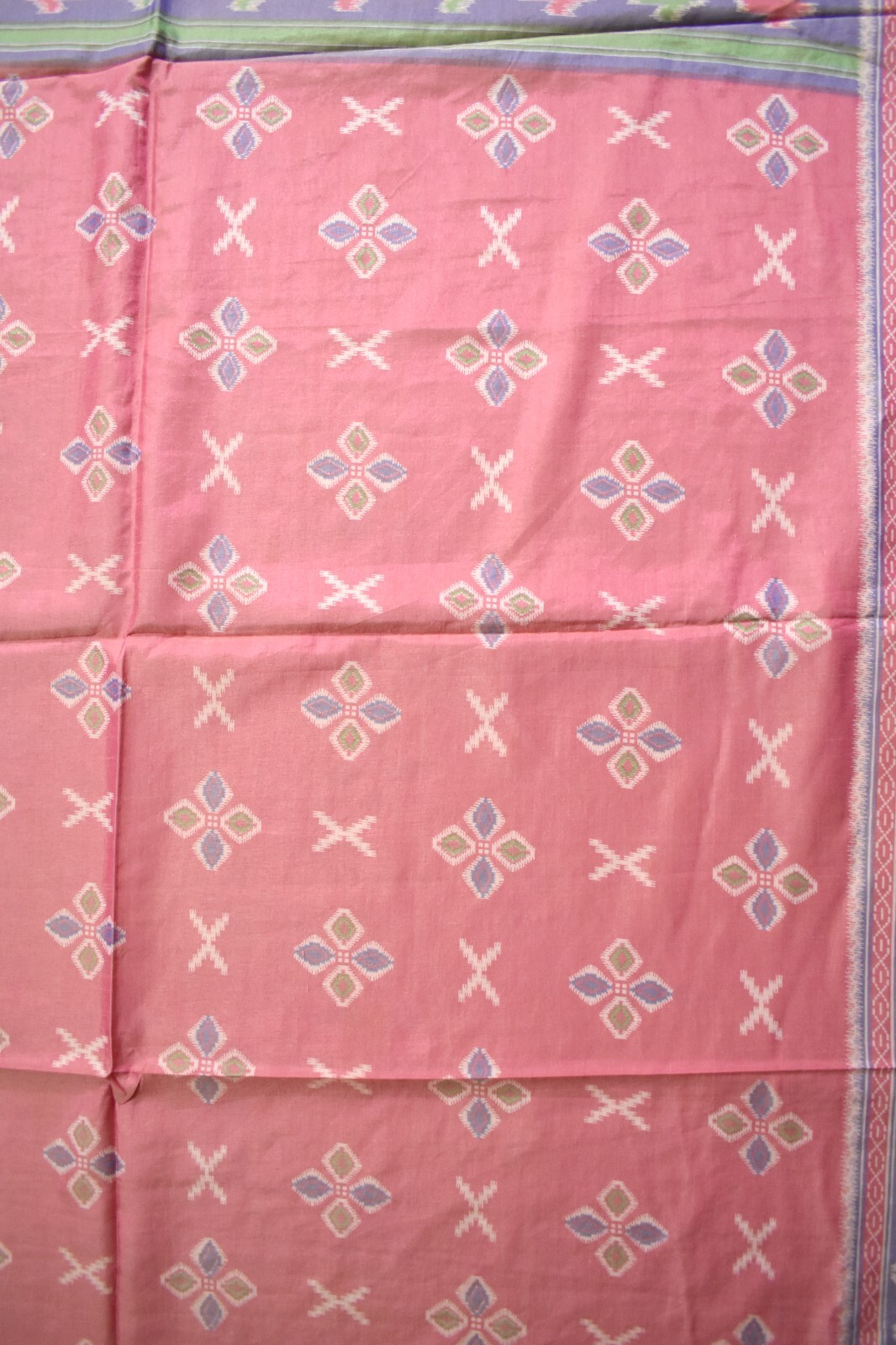 FNC Vintage Saree Pink Sambhalpuri Hand Woven Ikat Printed Silk Sari Fabric 5YD
