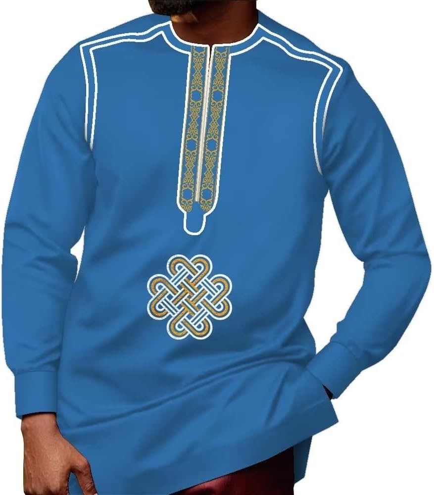 African Mens Shirts Embroidered Traditional African Top for Men