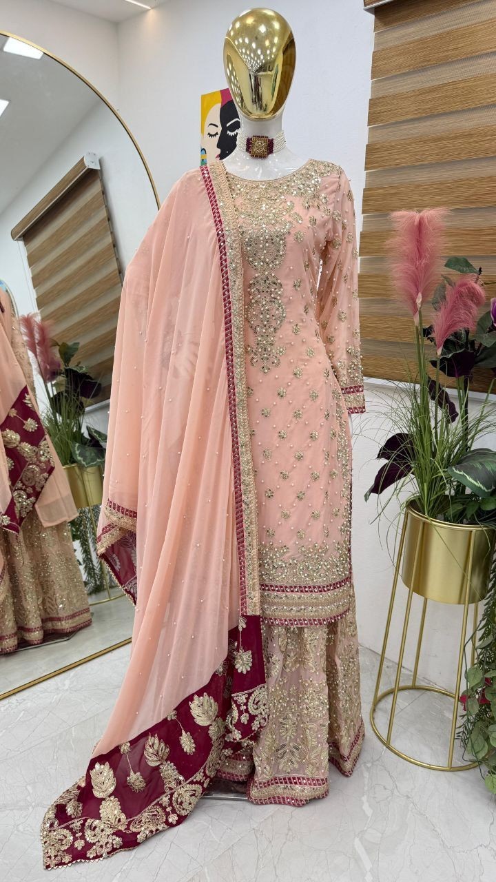 SALWAR KAMEEZ PAKISTANI INDIAN WEDDING PARTY WEAR DRESS BOLLYWOOD SUIT SHARARA