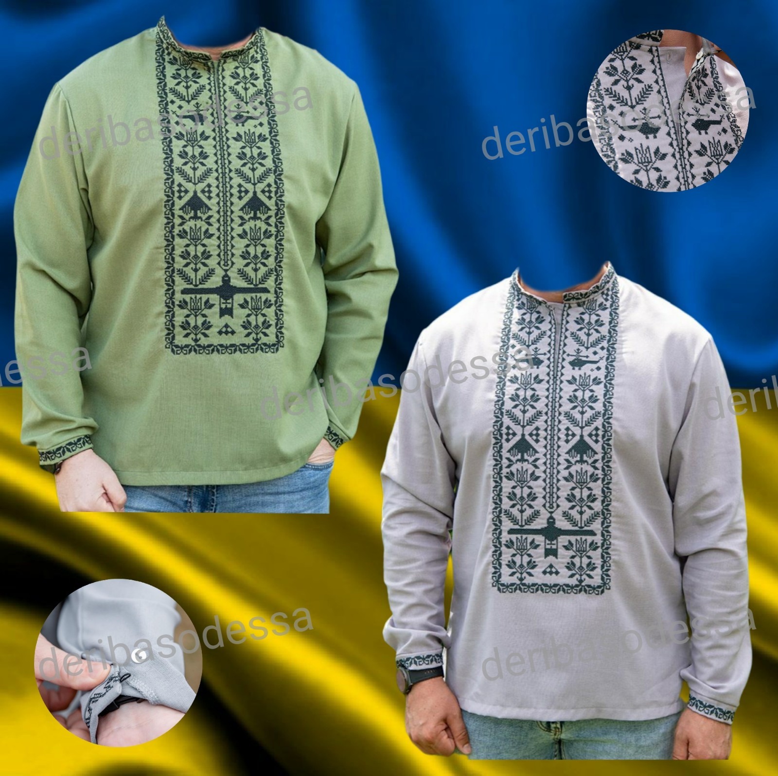 Ukrainian Embroidered Tradition shirt for men Sorochka Vyshyvanka Size(S-M)-5XL