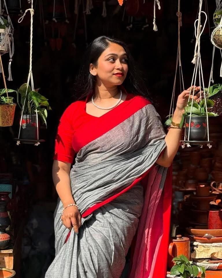 Pure Cotton Hand Made Ethnic Wear Khadi Cotton Saree With Bp Women Saree Blouse