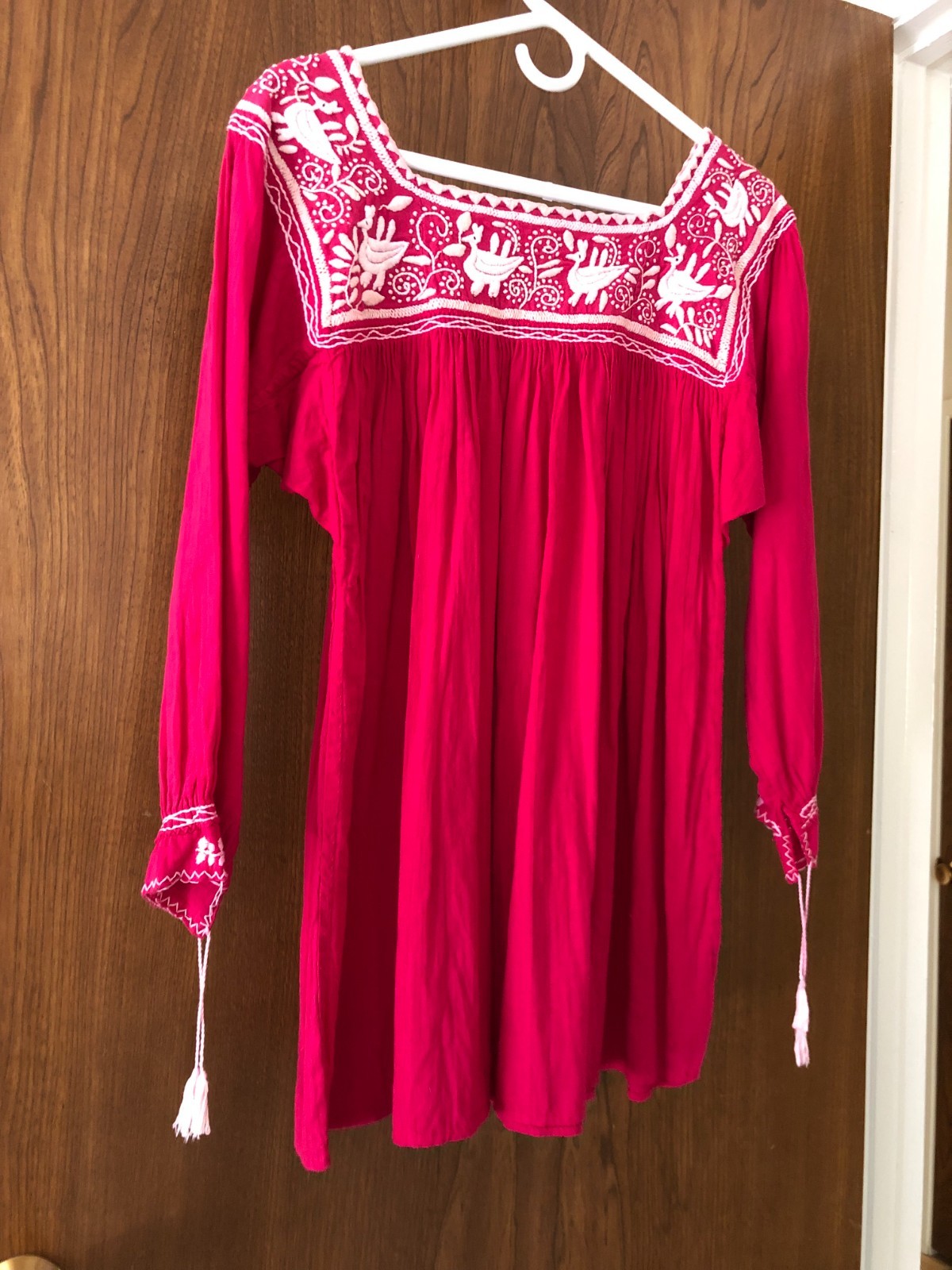 pink Mexican embroidered top, size M