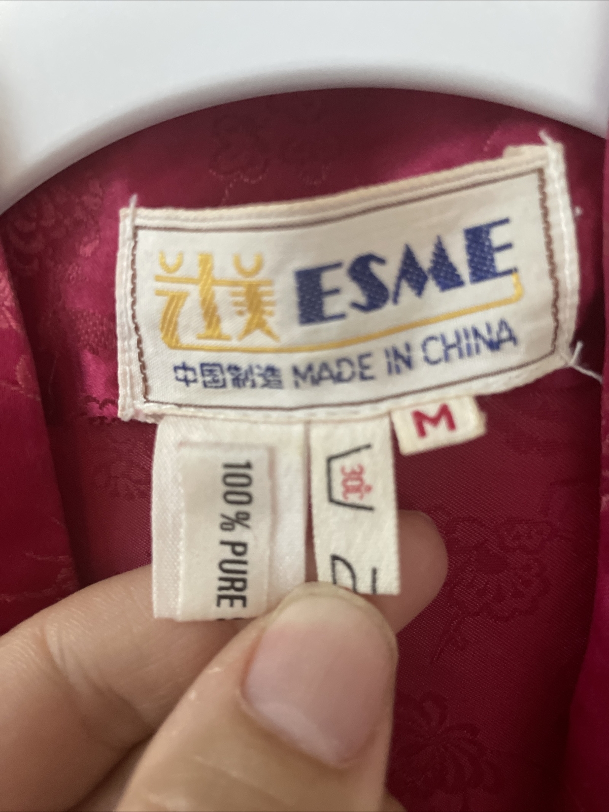 Vintage Esme 100% Silk Hot Pink Asian Snap Front Robe Caftan Size M