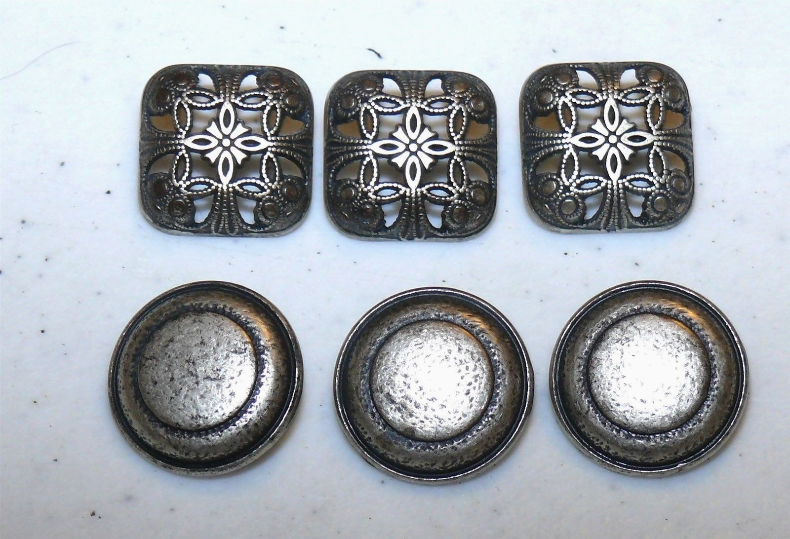 1″ (6) METAL VINTAGE ANTIQUE BUTTONS for German Dirndl Dress Blouse Skirt Jacket