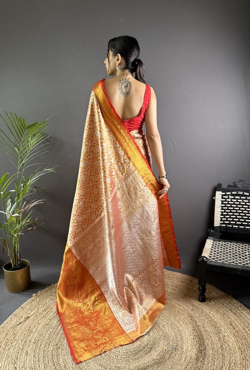 Tissue Silk Fabric Saree Blouse Dress Wedding Night Party Wear Casual Trending