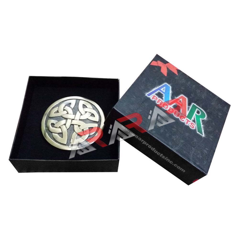 AAR Celtic Knot Antique Finish Fly Plaid Piper Brooch for 2.70″ Diameter Kilt
