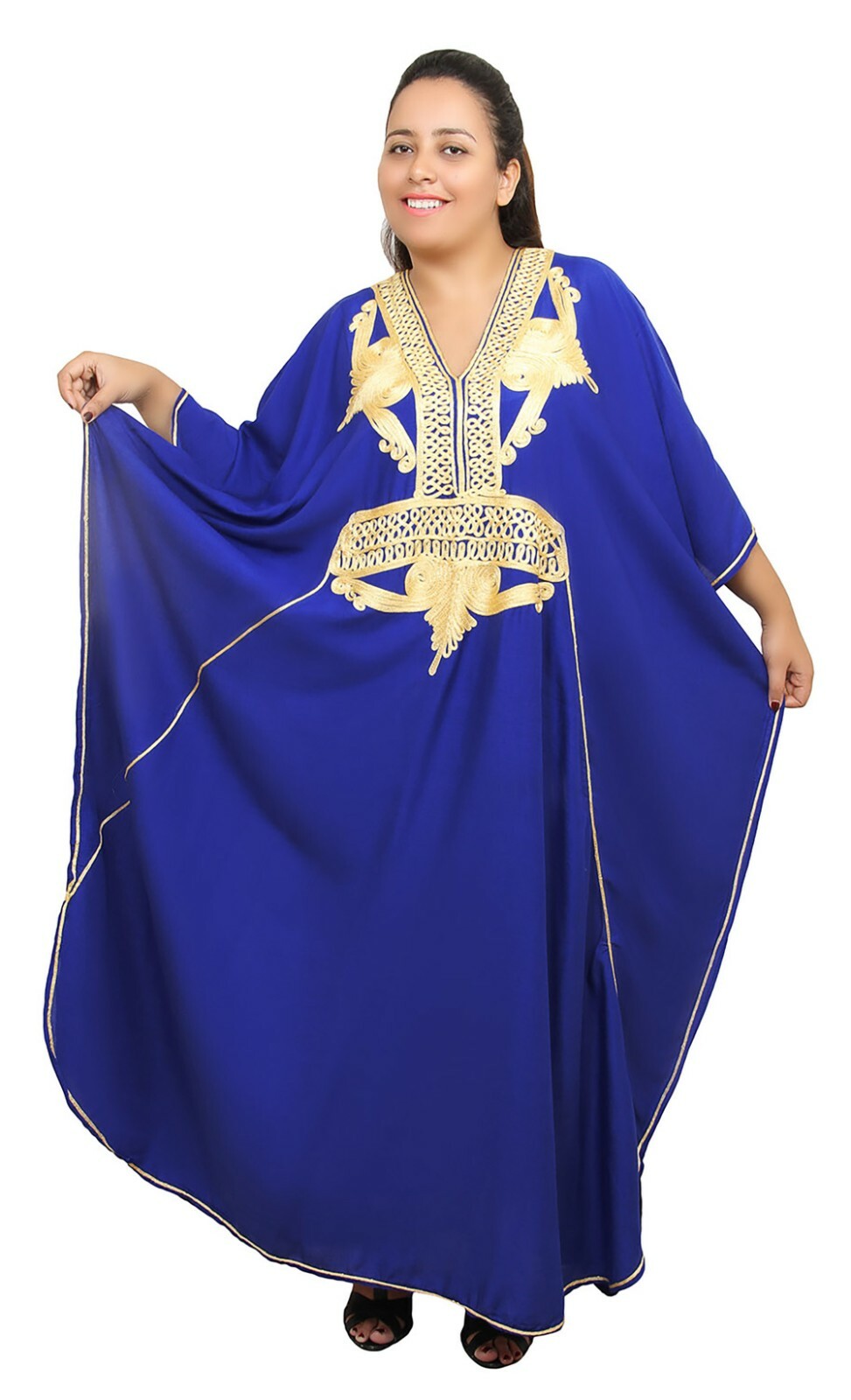 Plus size Caftan Moroccan Handmade Kaftan Women Beach Summer Dress Abaya Blue