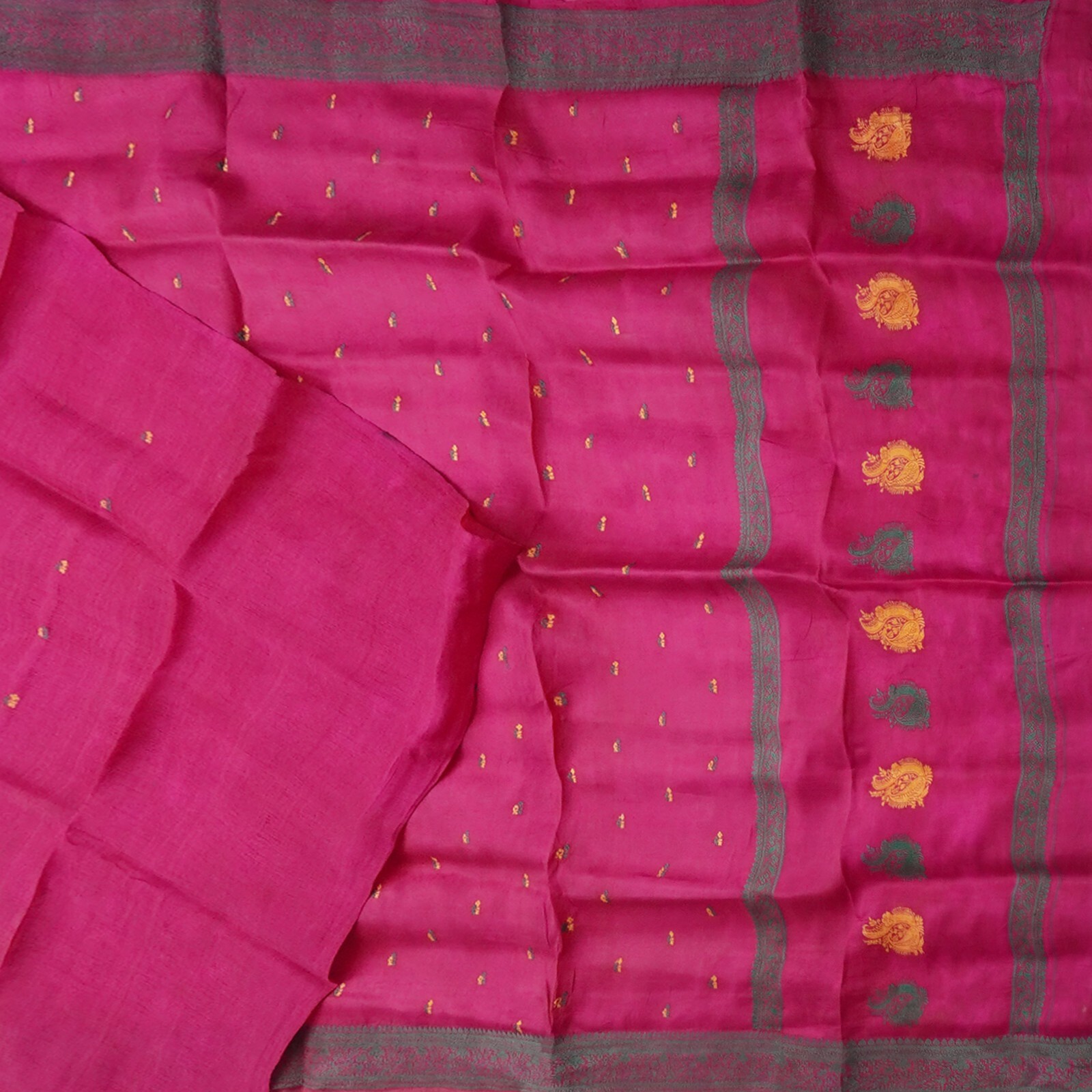 Vintage Magenta Pink Sarees 100% Pure Silk Woven Indian Sari 5YD Craft Fabric