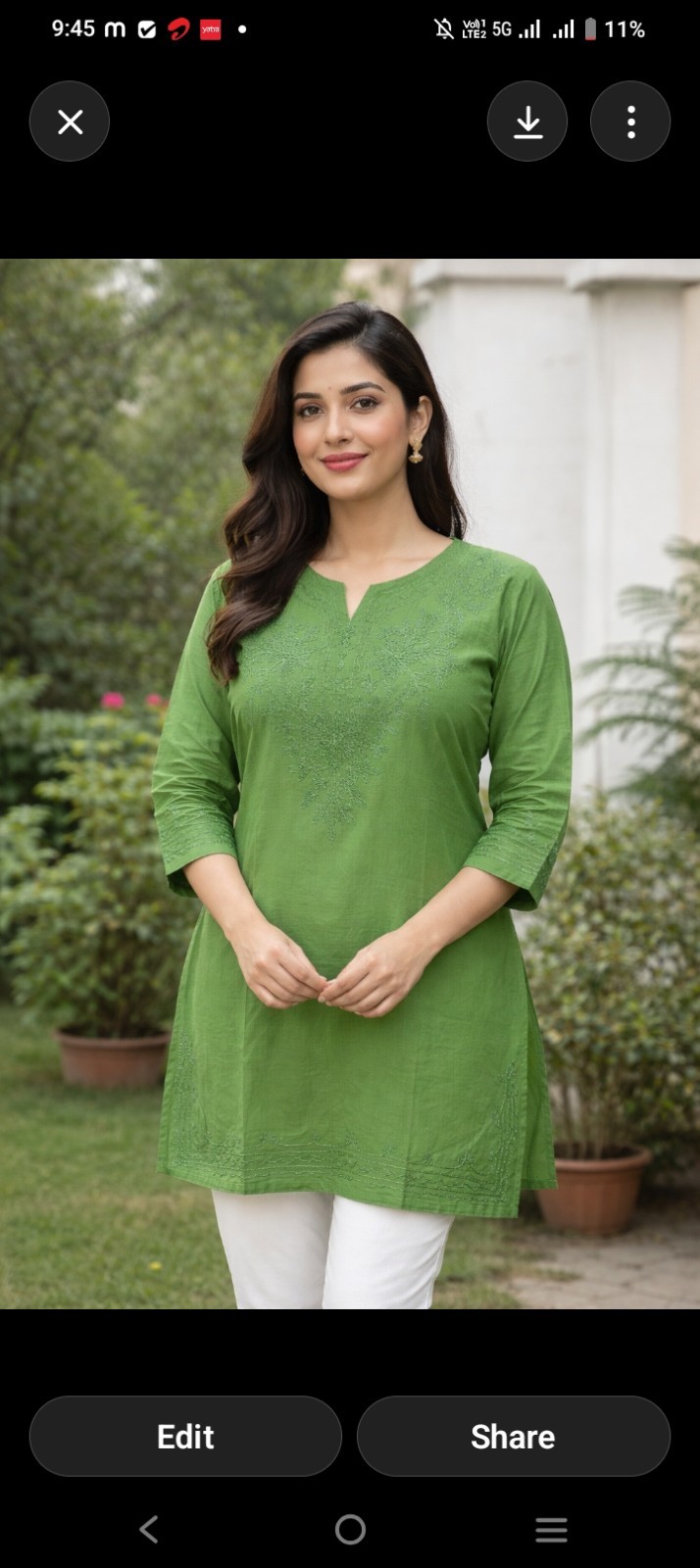Women’s Indian Cotton Kurti – Floral Embroidered Ethnic Kurta Top