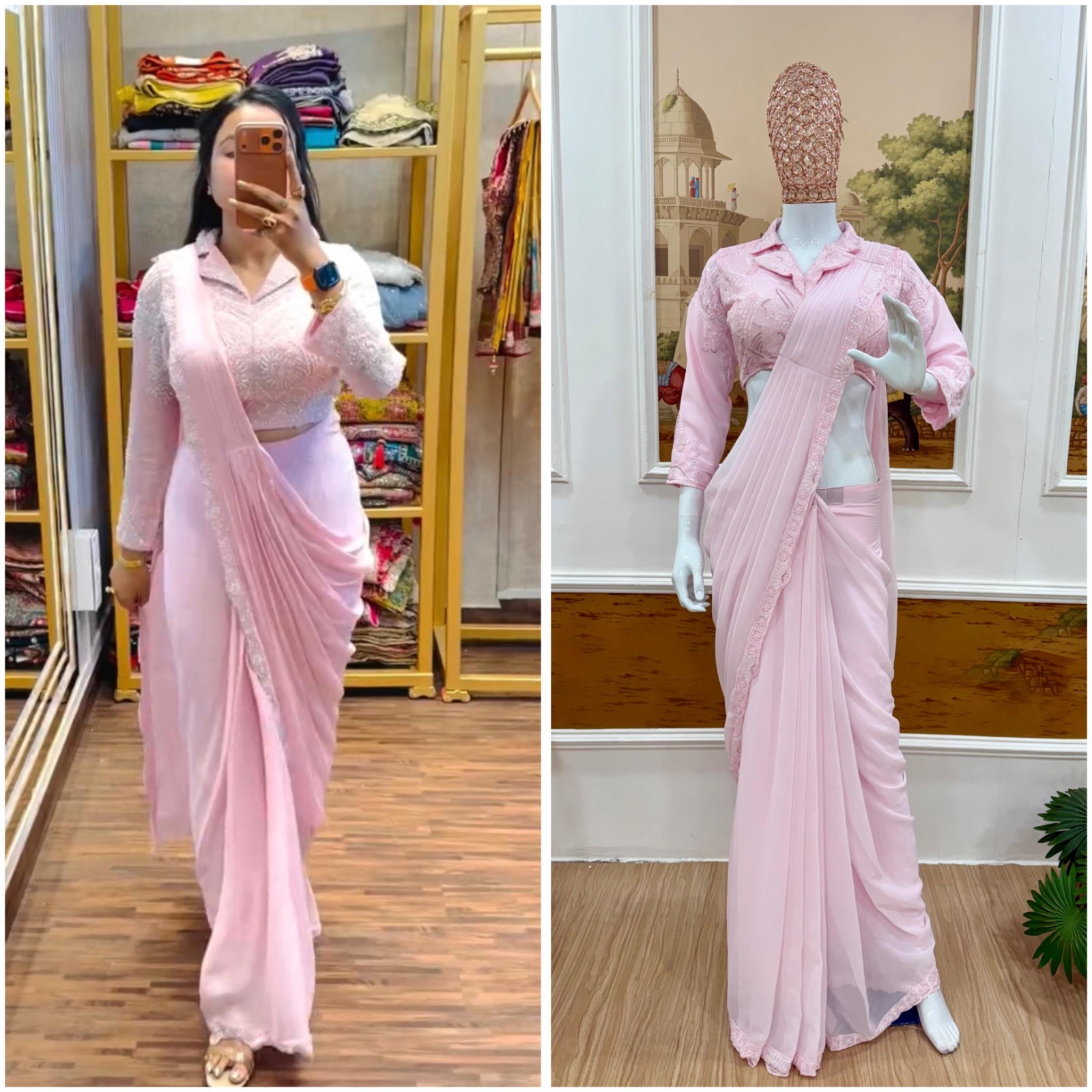 SAREE BLOUSE READYMADE DESIGNER SARI CHOLI INDIAN PARTY WEAR BOLLYWOOD DRESS
