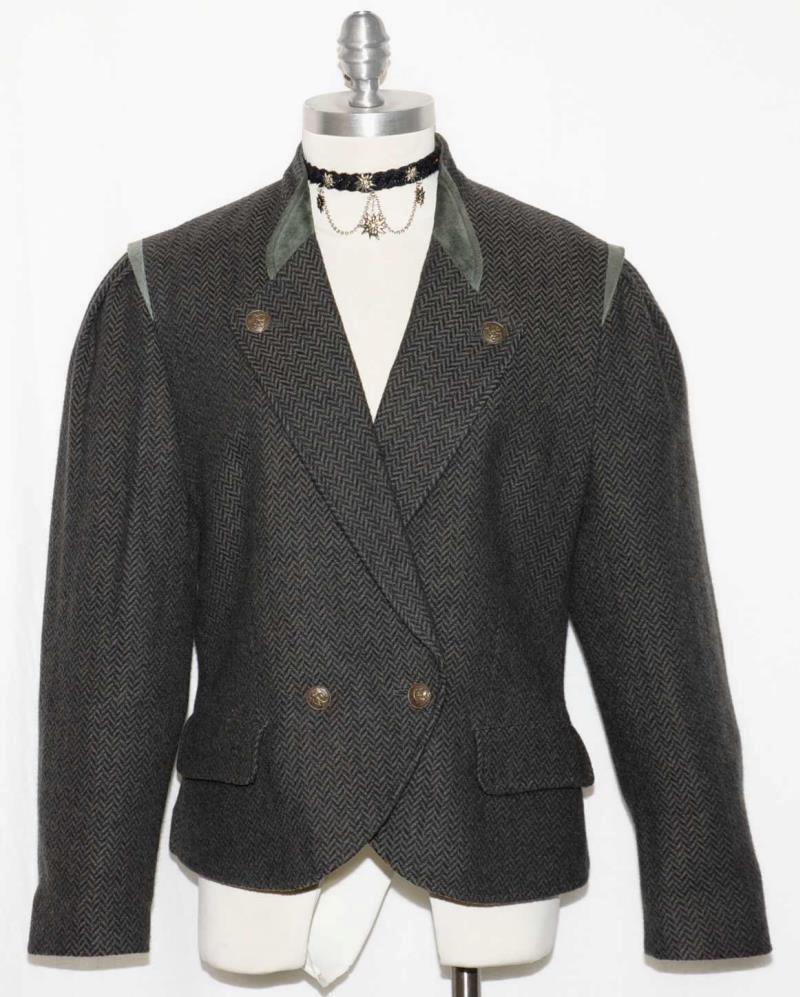 LODENFREY GREEN & BLACK WOOL JACKET Austria Women SPORT Riding Eu 42 8 S B38″