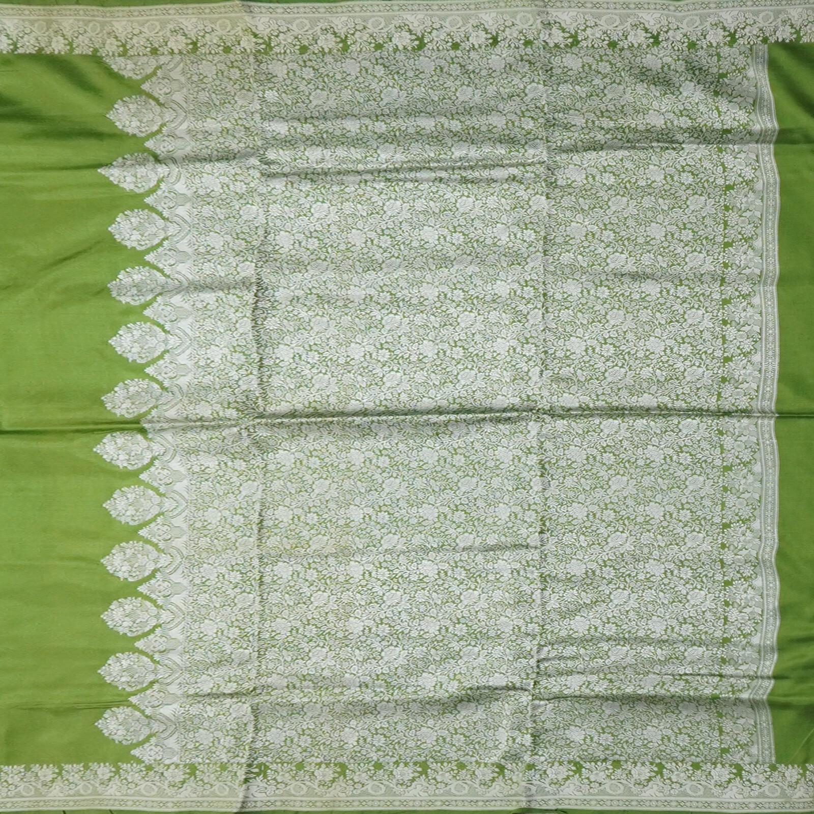 Vintage Green Sarees 100% Pure Silk Woven Indian Sari 5YD Decor Craft Fabric