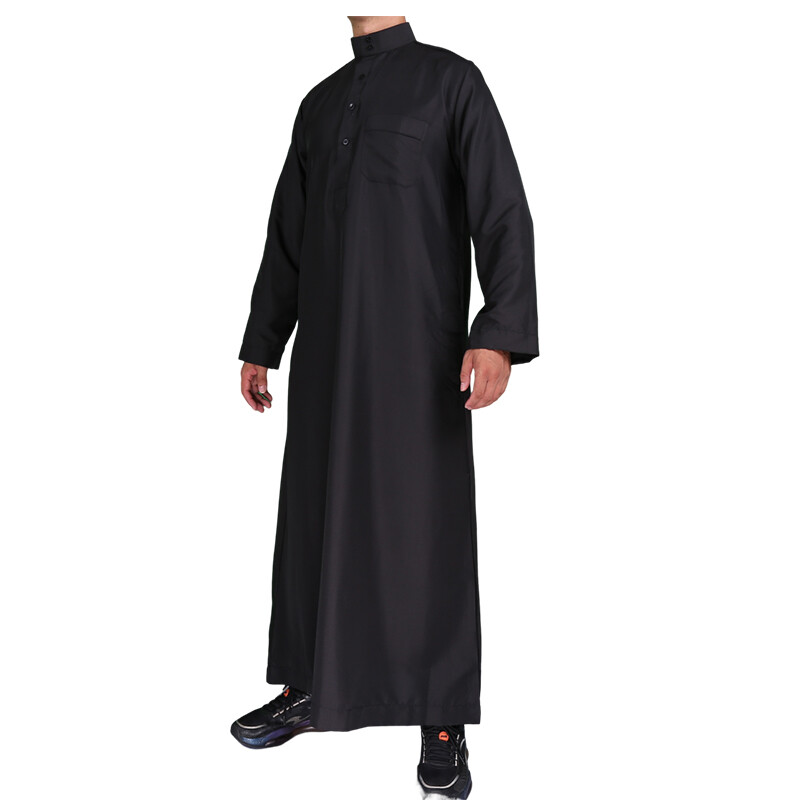 Eid Muslim Man Dress Jubba Thobe Islamic Kaftan Saudi Arab Men Long Sleeve Robe