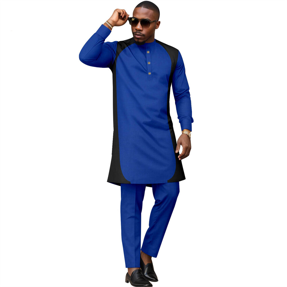 Men’s 2 Piece Set Traditional Shirt and Pants African Set Suit Middle East Suit