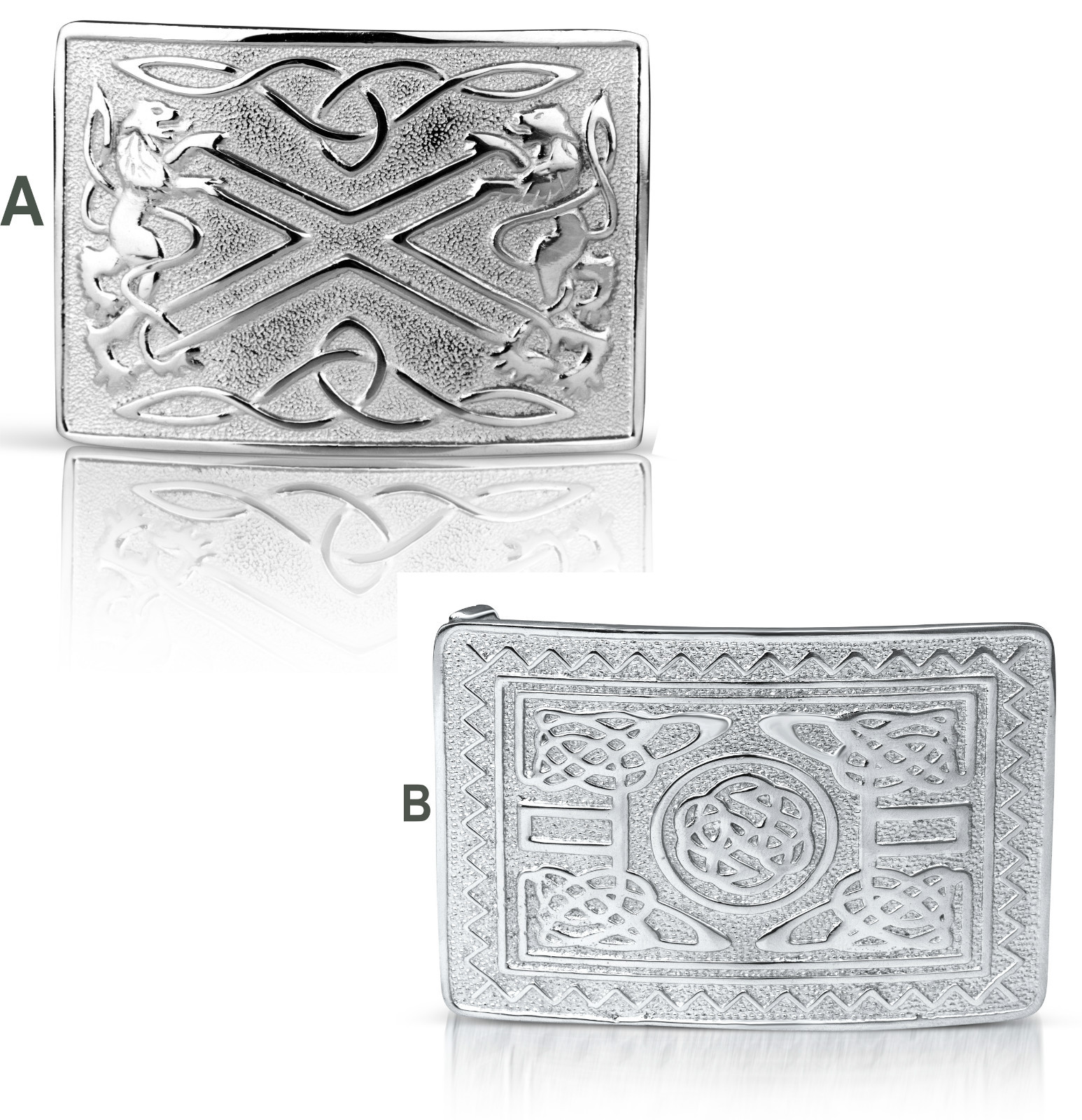 Scottish Kilt Belt Buckle Brass Mirror Shine Celtic Design Sporran