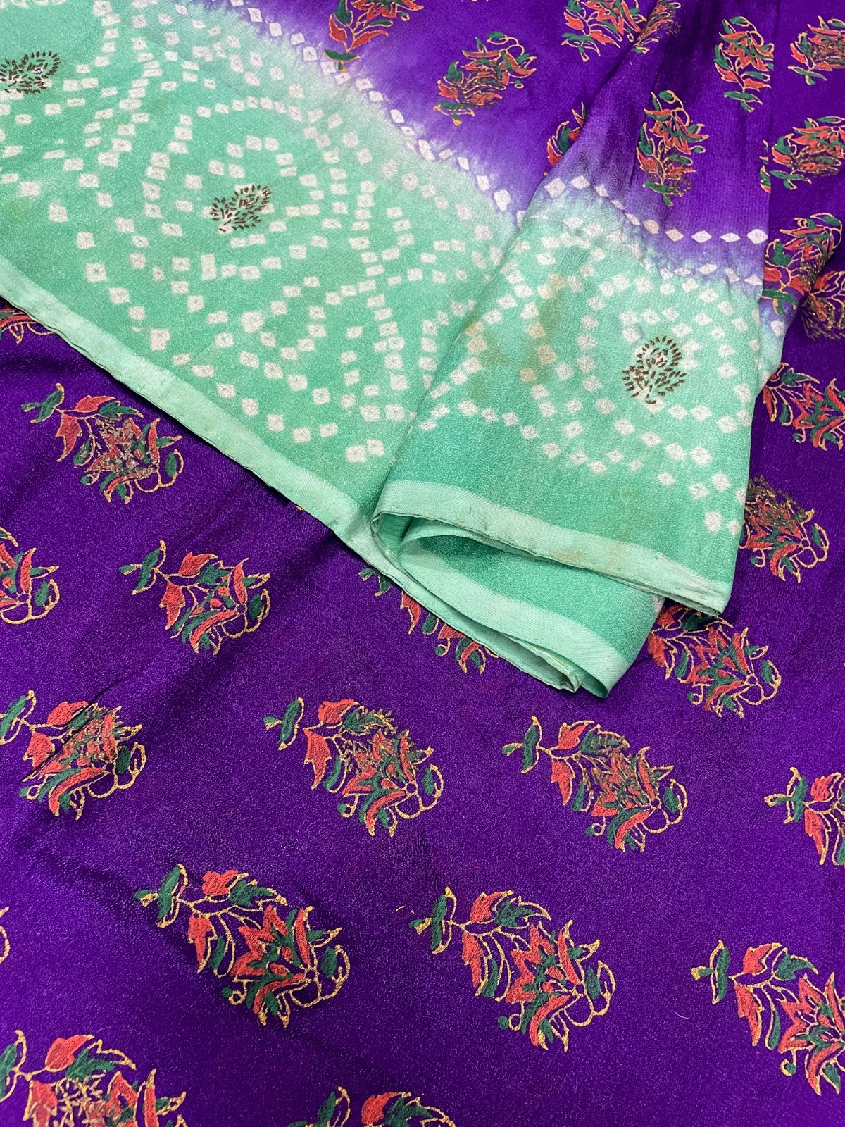 Vintage Chiffon Silk Saree, Lightweight Fabric for DIY & Sewing CS1107