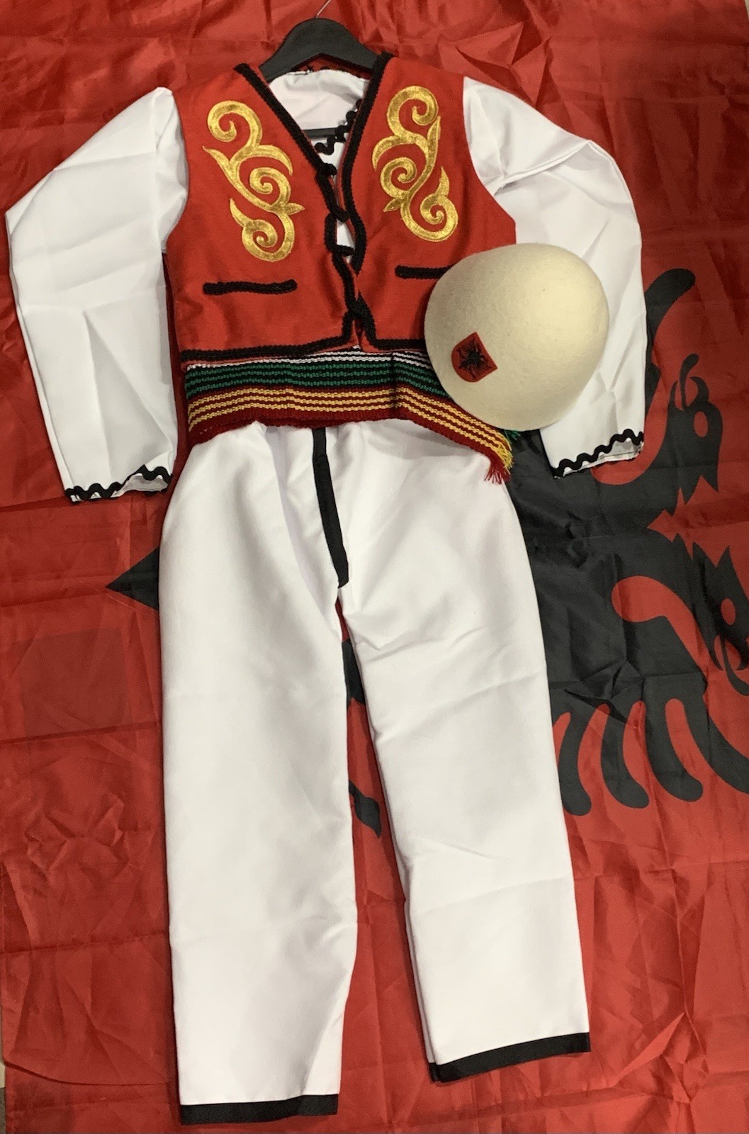 NEW ALBANIA TRADITIONAL FOLK COSTUME SUIT BOYS MEN-6-8 YEARS-HANDMADE