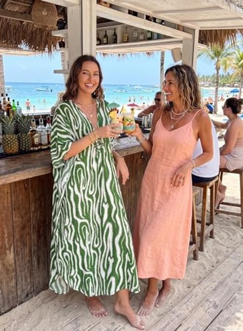 Kaftan Cover Up for Women V Neck Batwing Sleeve Plus Size Caftan Dress | 100%