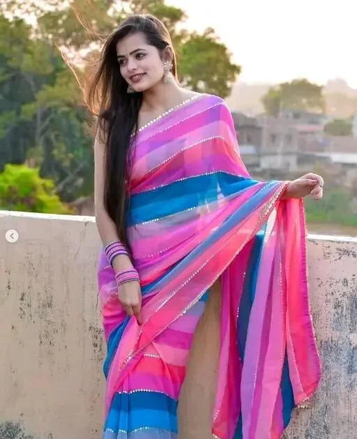 Digital Print Bollywood Georgette Saree (Multicolour ,pink) Sari