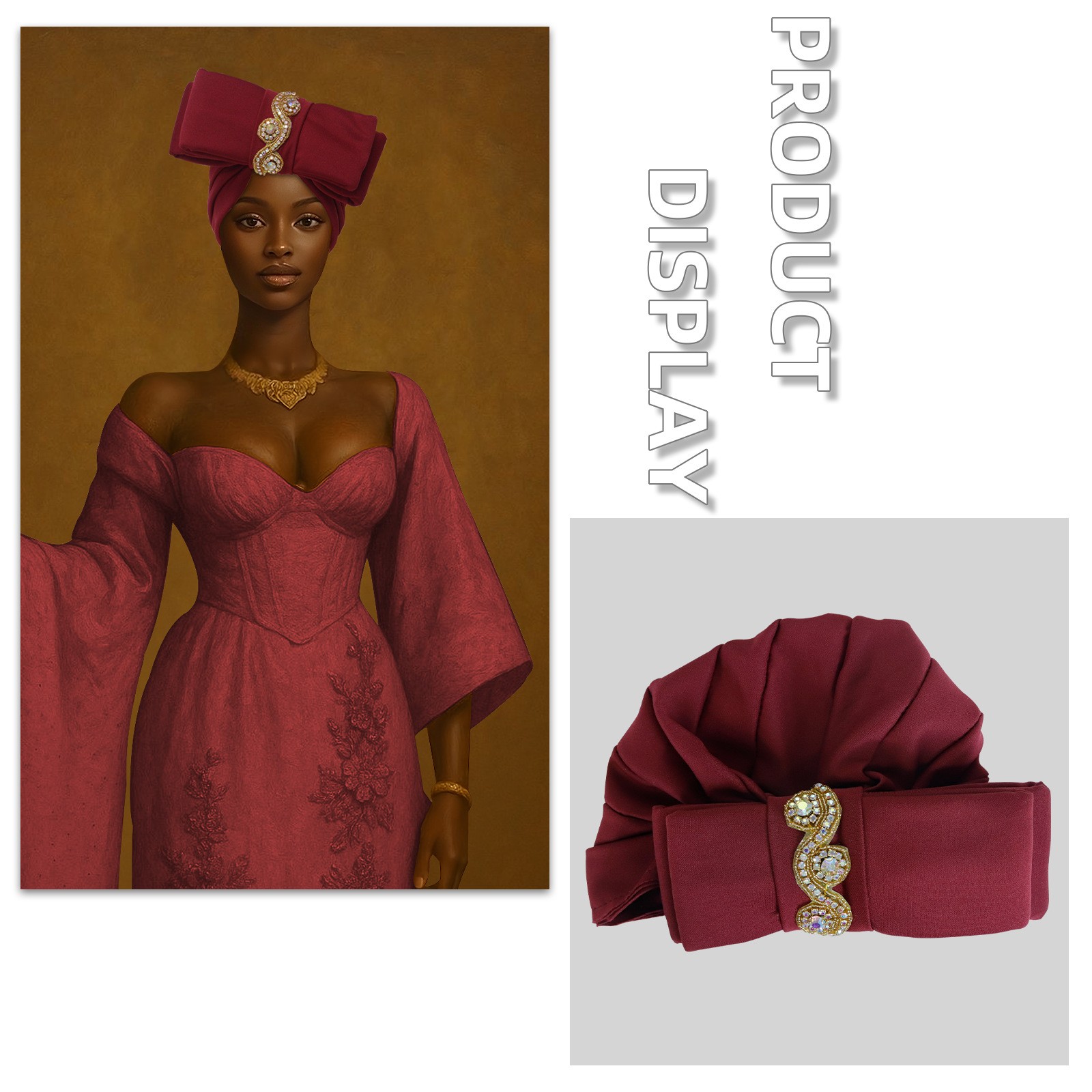 New Africa Tradition Turban Cap Bow Diamond Wrap Hat Auto Gele Birthday Headwear