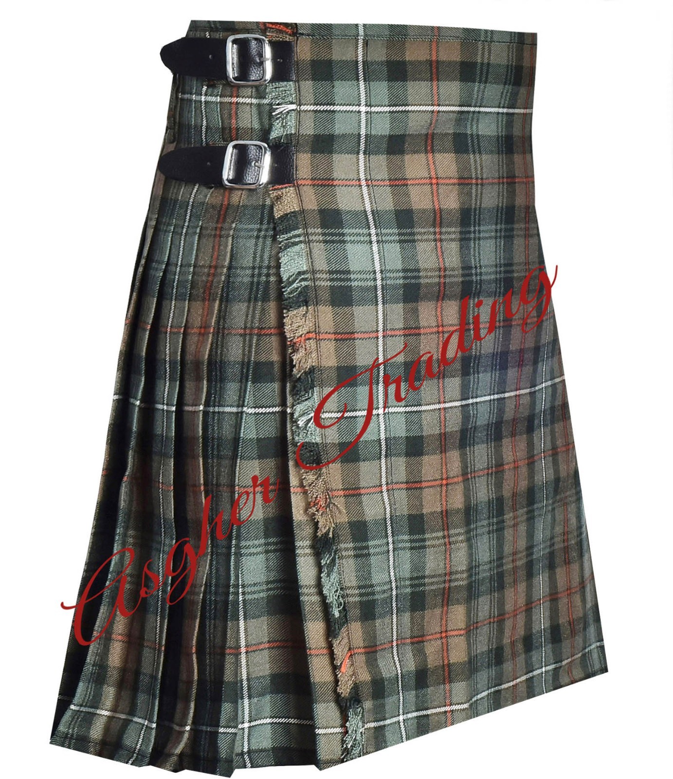 Men’s Traditional Robertson Hunting Weathered Tartan 8 Yard Kilt & Custom Sizes