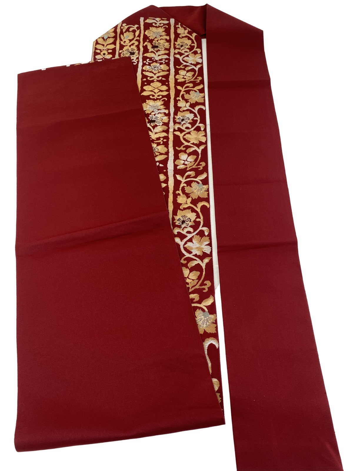 Japanese Vintage Kimono Nagoya Obi Silk Red Traditional Authentic 136x 11in
