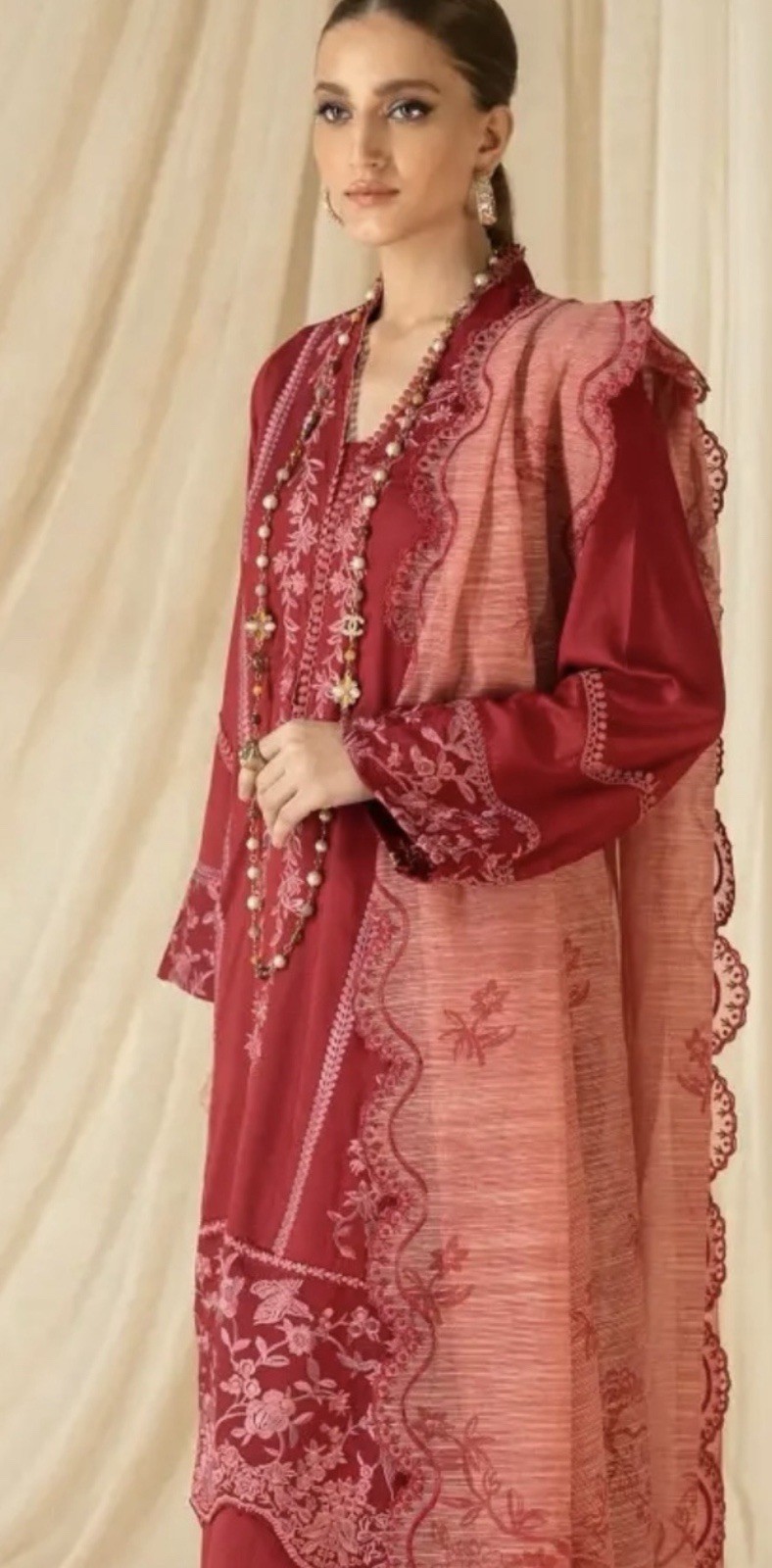 NWOT SANA SAFINAZ size XL – KURTA KAMEEZ ONLY VISCOSE A LINE EMB. 1 PIECE ONLY