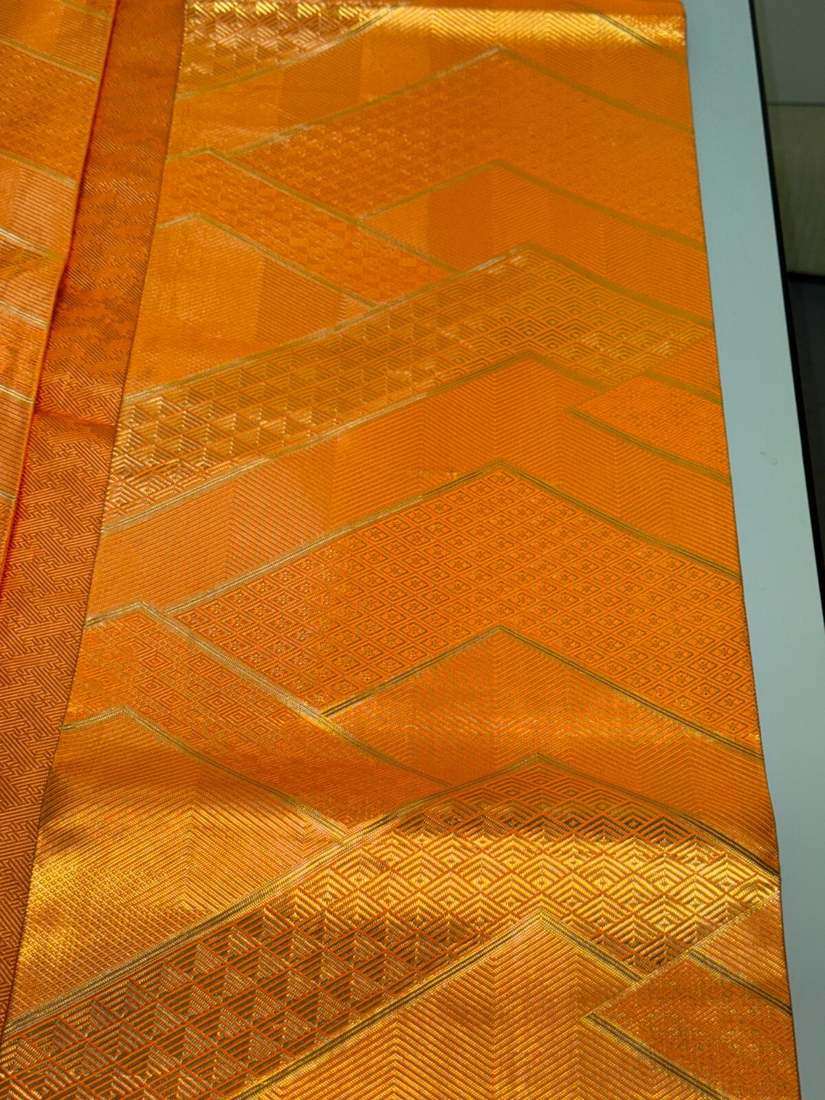 Japanese Vintage Kimono Fukuro Obi silk orange expensive tradition 170×12.2in