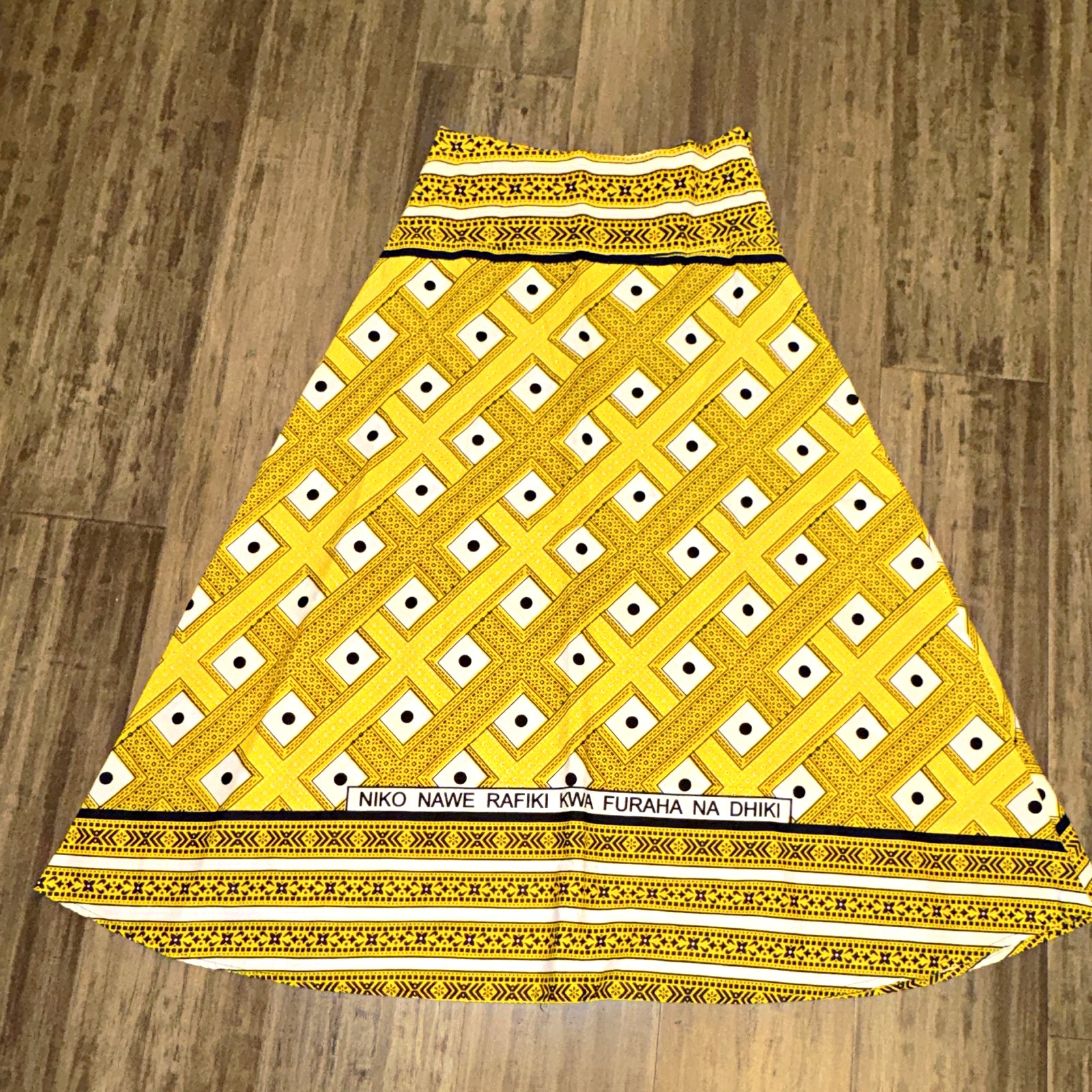 Kenya Anga collection Yellow Cotton Woven Kanga Wrap Skirt Women’s Size 6/8