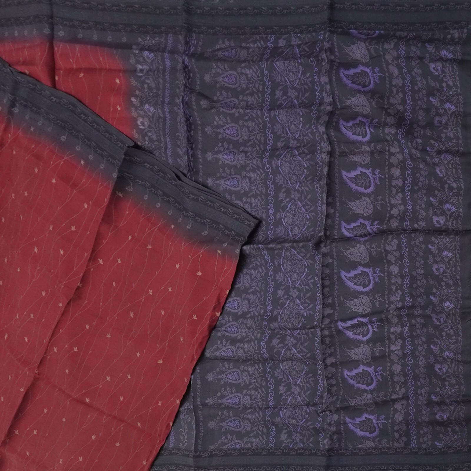 Vintage Maroon Sarees 100% Pure Silk Printed Indian Sari 6YD Decor Craft Fabric