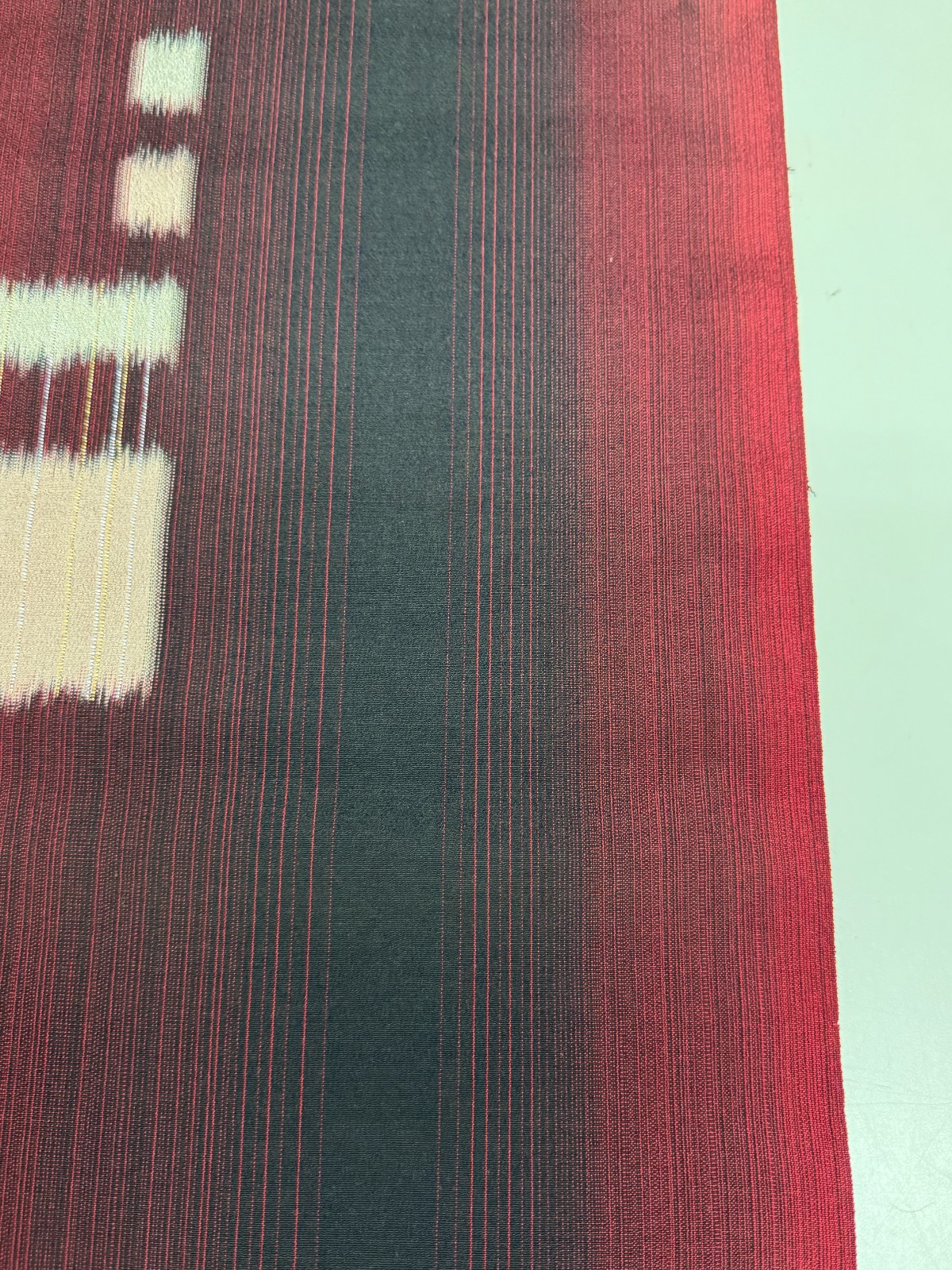 Japanese Vintage Kimono Fabric cloth Boro Silk Red tradition 35.4 x 13.7 in
