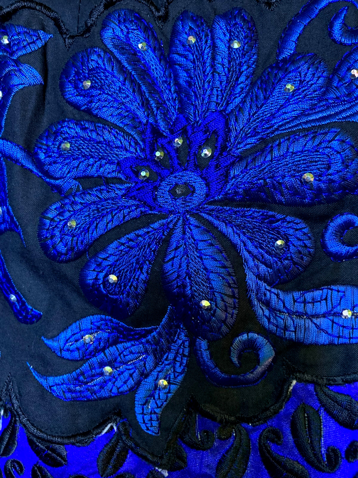 Cobalt Blue Gemstone Embroidered Flowers Party Dress Bollywood Salwar Kameez