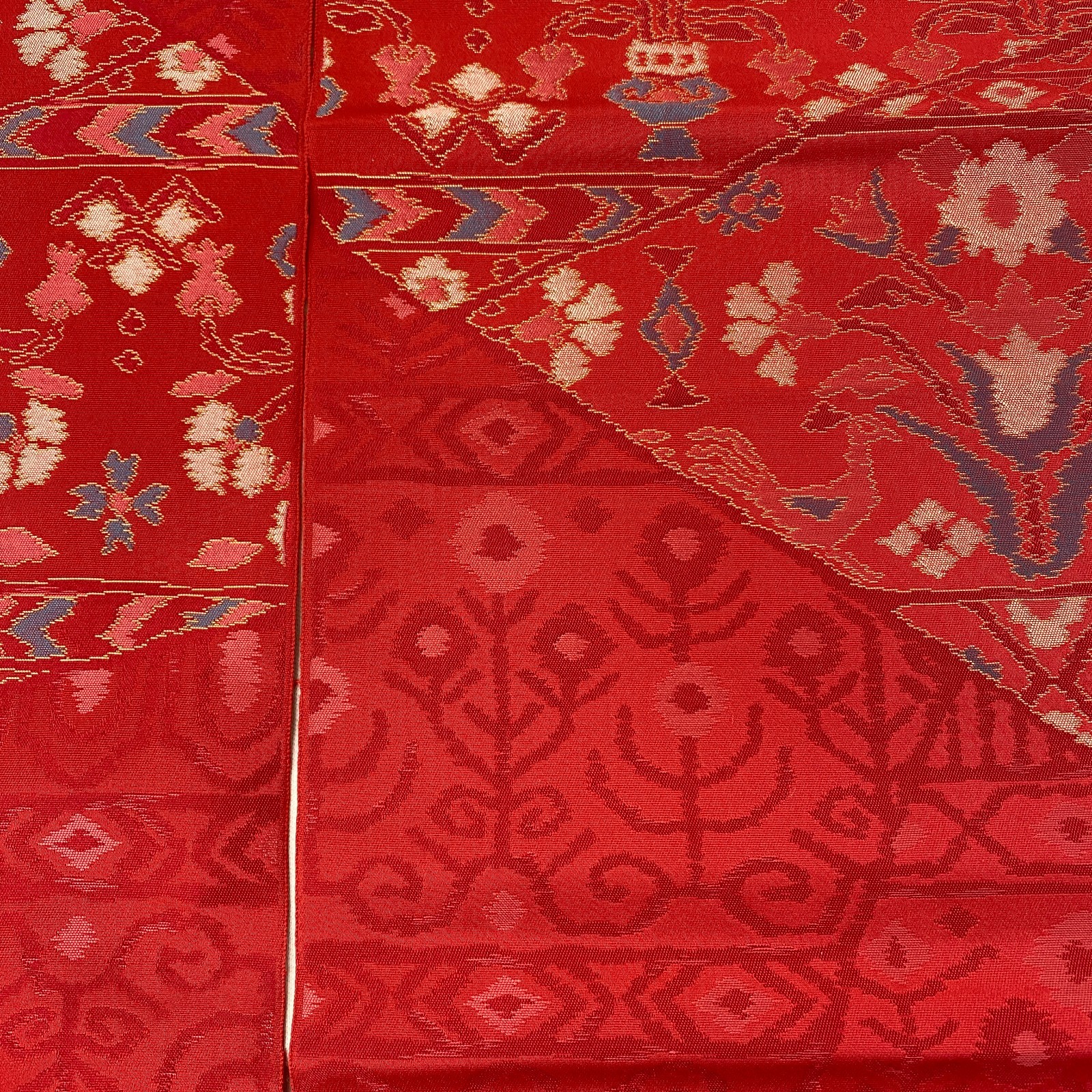 Japanese Vintage Kimono Nagoya Obi Silk Red Traditional Authentic 135x 11 in