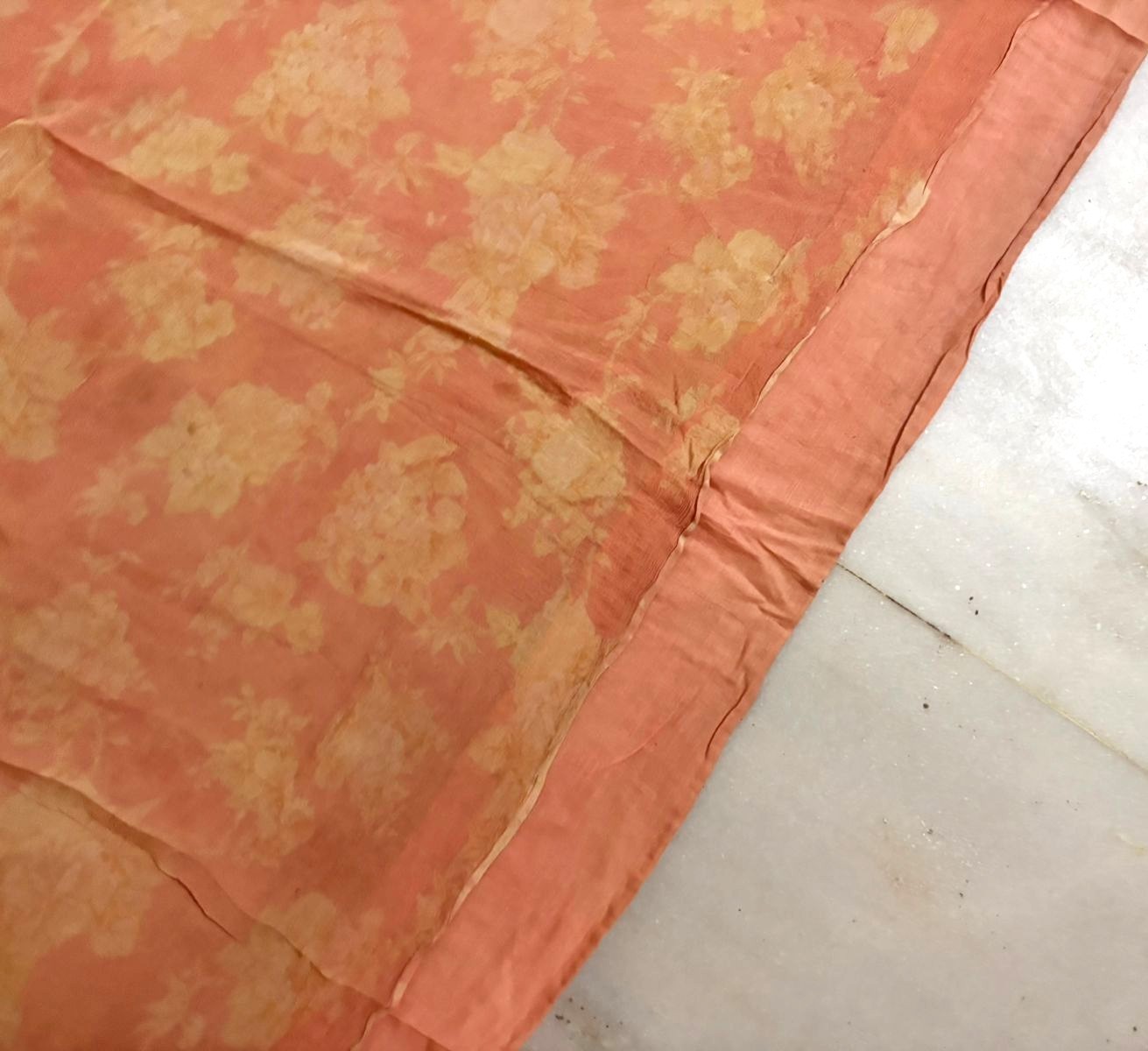 Vintage Fabric Indian Women Wrap Dress Used Curtain Drape 5YD Floral Sewing Sari