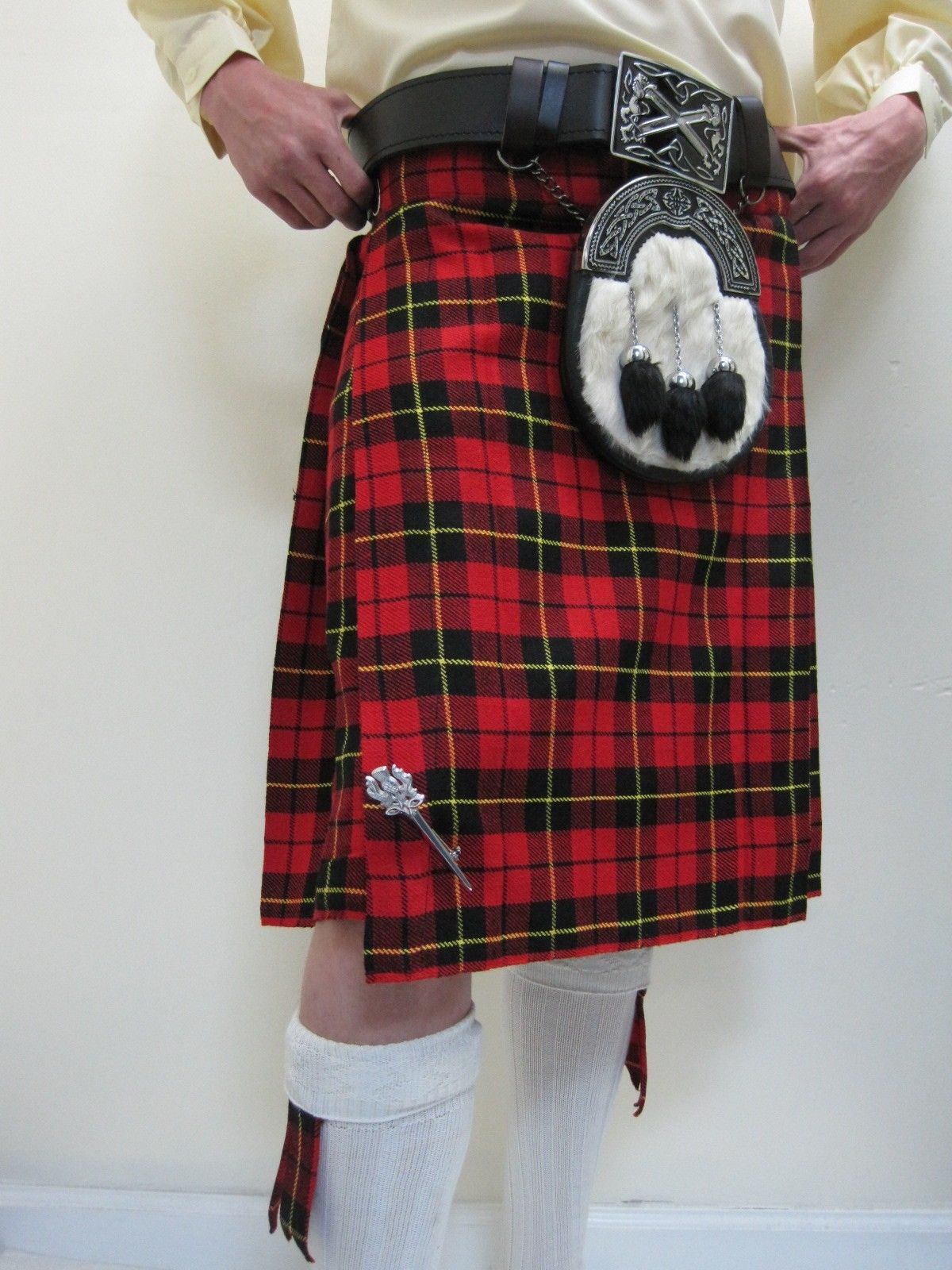 Wallace Tartan Scottish Straight Pleated Sports Active Men Kilts
