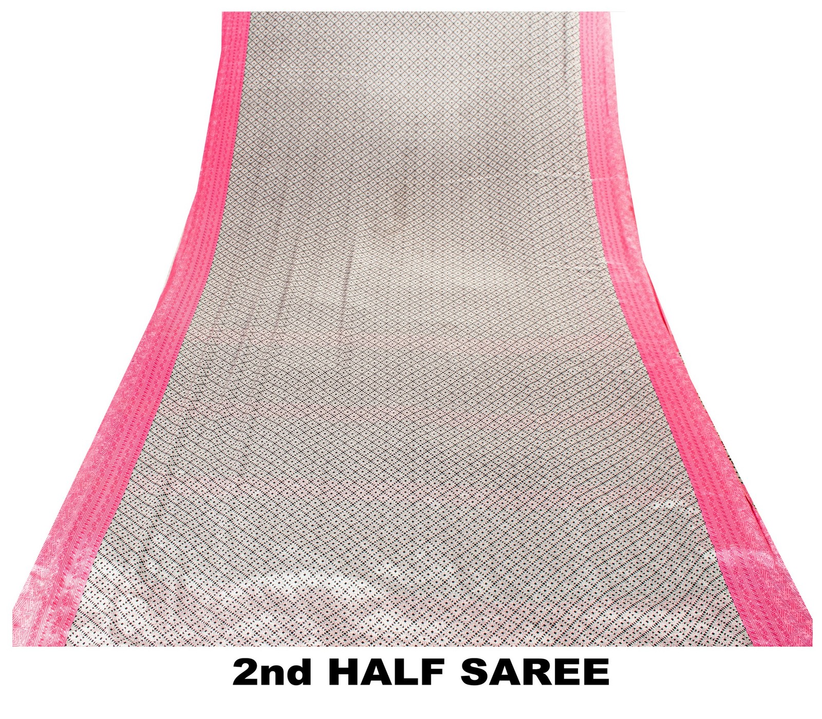 Sanskriti Vintage Sarees Craft White-Black Geometric Print 5+Yd Moss Crepe Sari