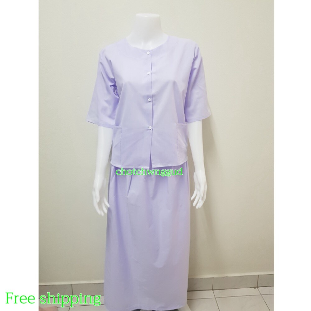 Buddhist Clothes Meditation Practice Dhamma Skirt Elastic White Toray Fabric