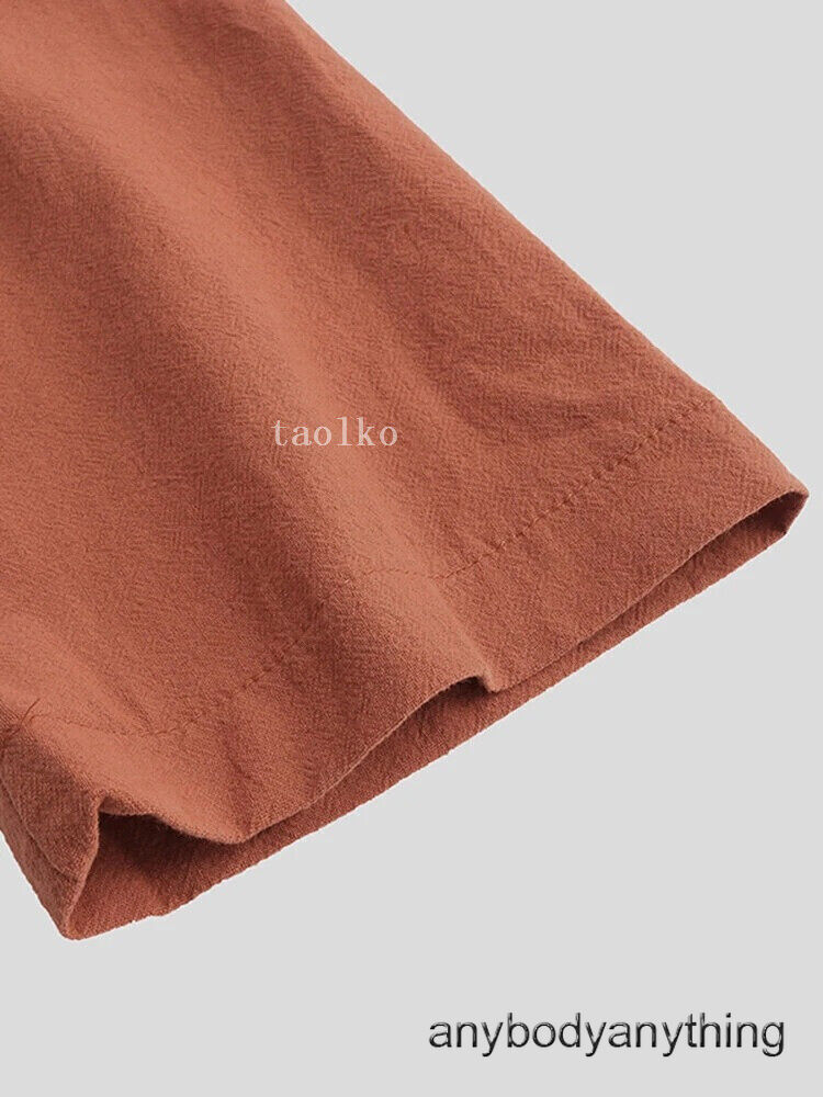 Mens Cotton Muslim Clothing Long Sleeve Islamic Saudi Arab Kaftan Robe Loose Fit