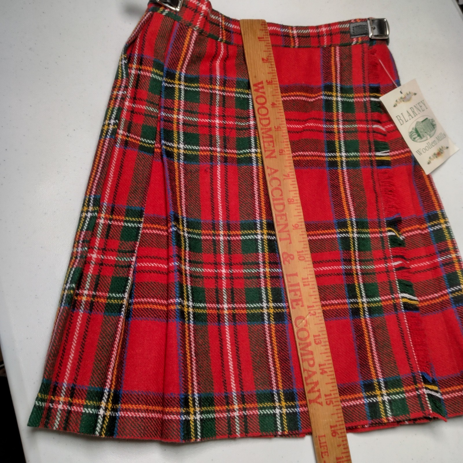 Blarney Woolen Mills Scottish Kilt Youth Size 26 Royal Stewart Tartan Red Skirt
