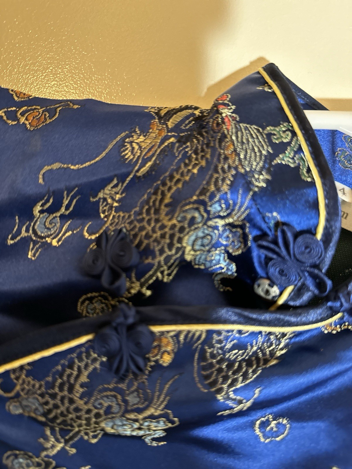 Chinese Blue Silk Dress Girls 4 CHEONGSAM Dragon Blossom Plum Tea Prty Halloween