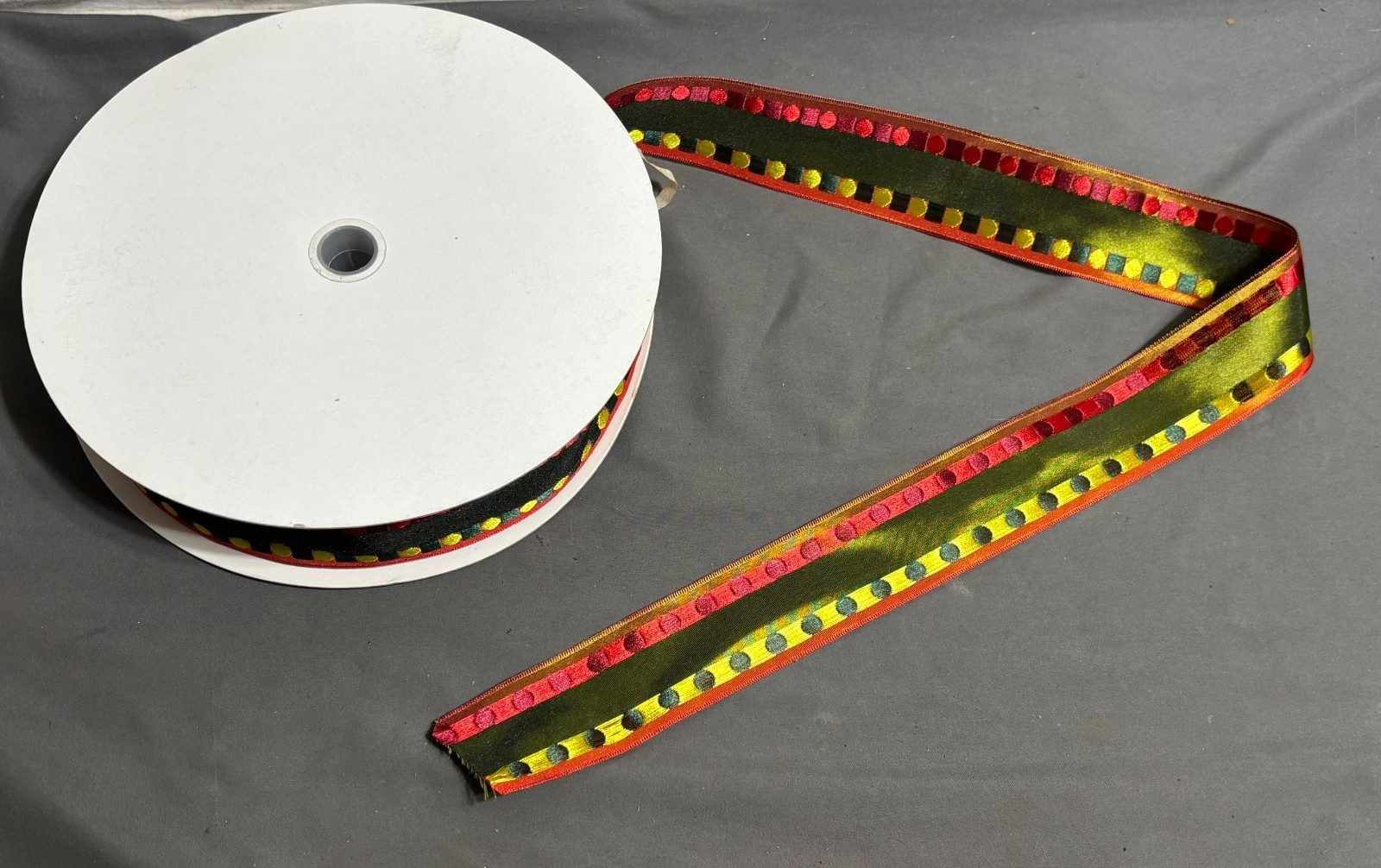 100yd 39mm 1.5″ wide Embroidered JACQUARD RIBBON Indian Saree African RED GREEN